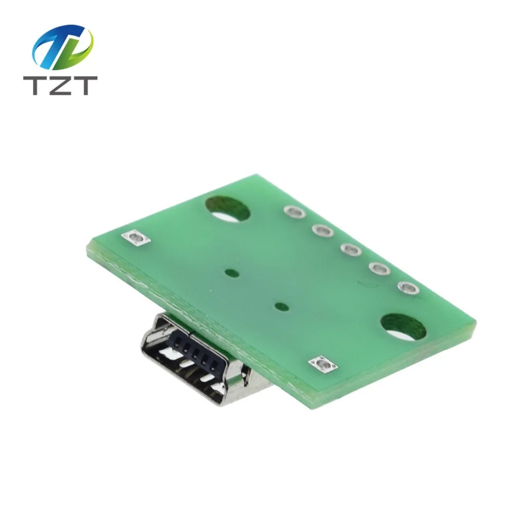 TZT MINI MICRO USB Для DIP адаптера/USB разъем 2,54 мм 5pin Женский Разъем b Тип USB2.0 Женский PCB конвертер USB-01