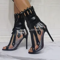 Босоножки на тонком высоком каблуке с вырезами #5