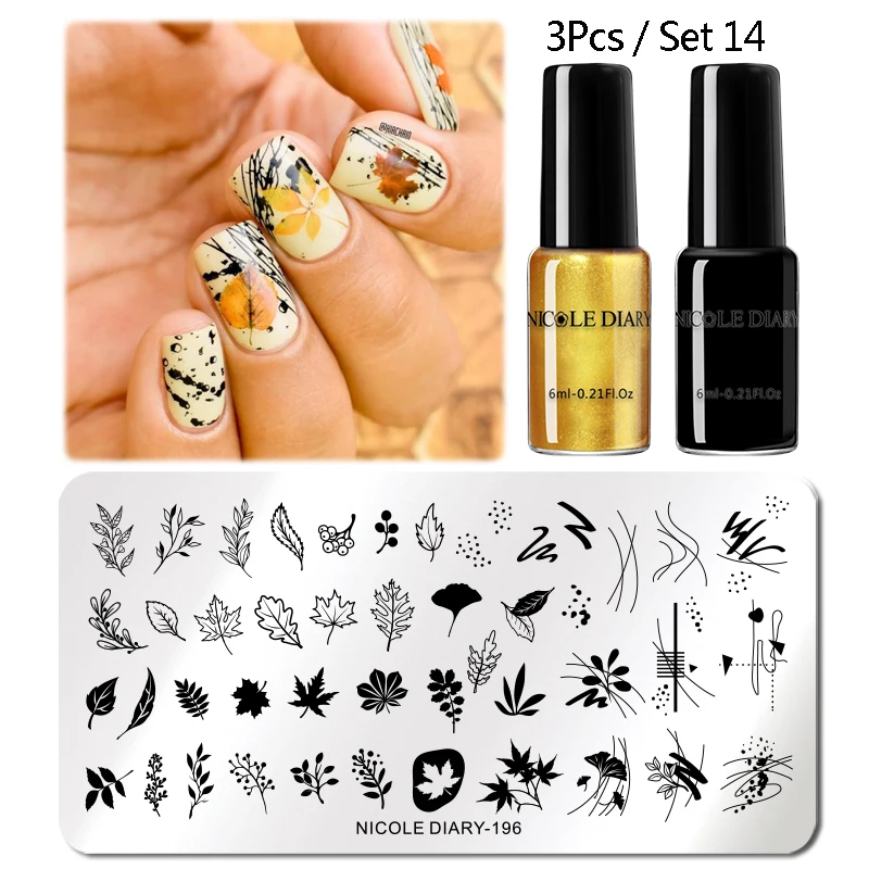 Набор для стемпинга NICOLE DIARY дизайна ногтей Мраморные линии штамповочные пластины