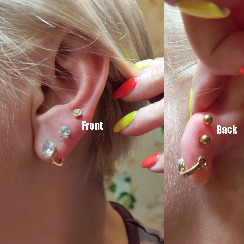 1pc Sterlised Disposable Safety No Pain Ear Piercing Device+Sterile Bezel with Safe Ball Buckle Set Cartilage Tragus Stud | Украшения и