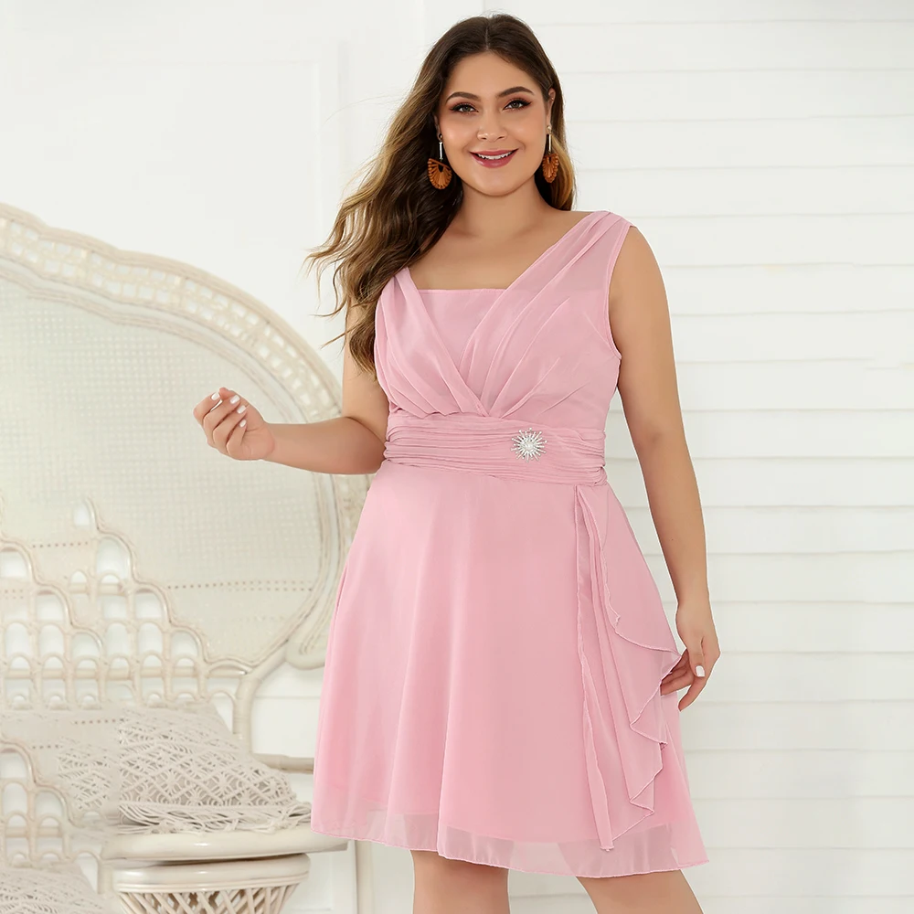 

Woman Dress 2021 Summer Sexy Elegant Wedding Bridesmaid Formal Party Dress Casual Plus Size Slim Chiffon Solid Midi Dresses