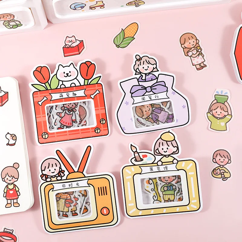

8 Style Choose 1 Pack (40 pcs stickers) Kawaii Boy Girl Happy Time Paper Decorative Stickers Kids Gift