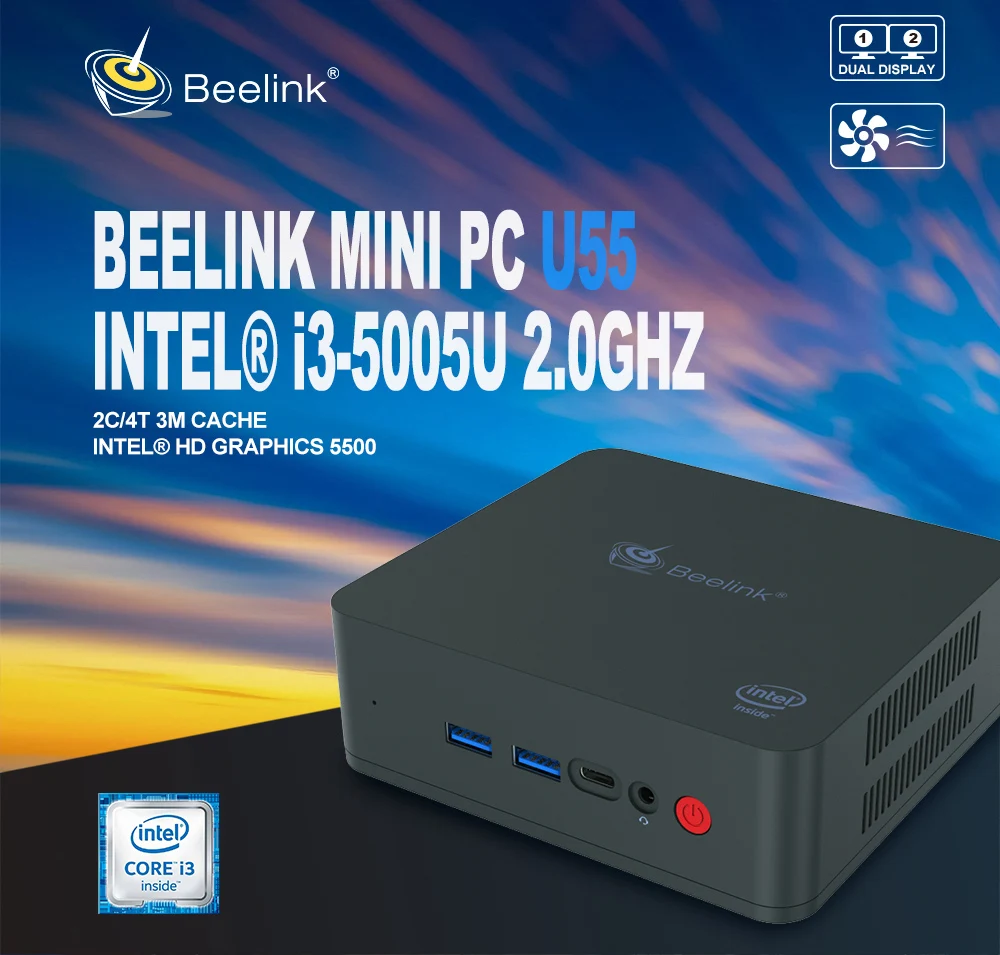 Beelink U55 мини ПК Intel Core I3 5005U Win 10 2 4G + 5 8G Dual Wifi 8 Гб DDR3L 256 ГБ 512 SSD DP HDMI Двойной экран