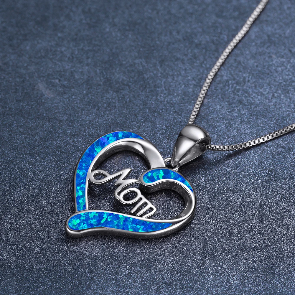 

New Mother's Day Gift Silver Rose Gold Box Chain Necklaces with Heart Opal Screw Pendant Mom Present Mommy Neck Jewelry Charms
