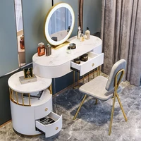luxury home dressing table for bedroom smooth marble top 80cm vanity makeup light mirror dimmable interchangeable side table