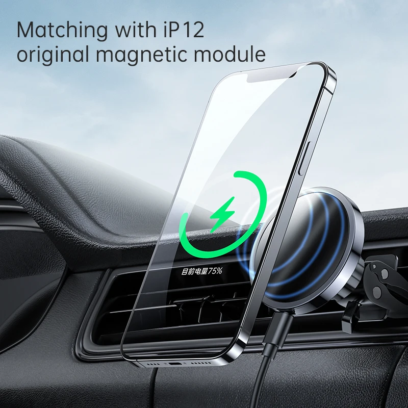 

For Magsafe Magnetic Wireless Charger Car Phone Holder For iPhone 12 Pro Max Mini 15W QI Fast Charging Vent Installation Bracket
