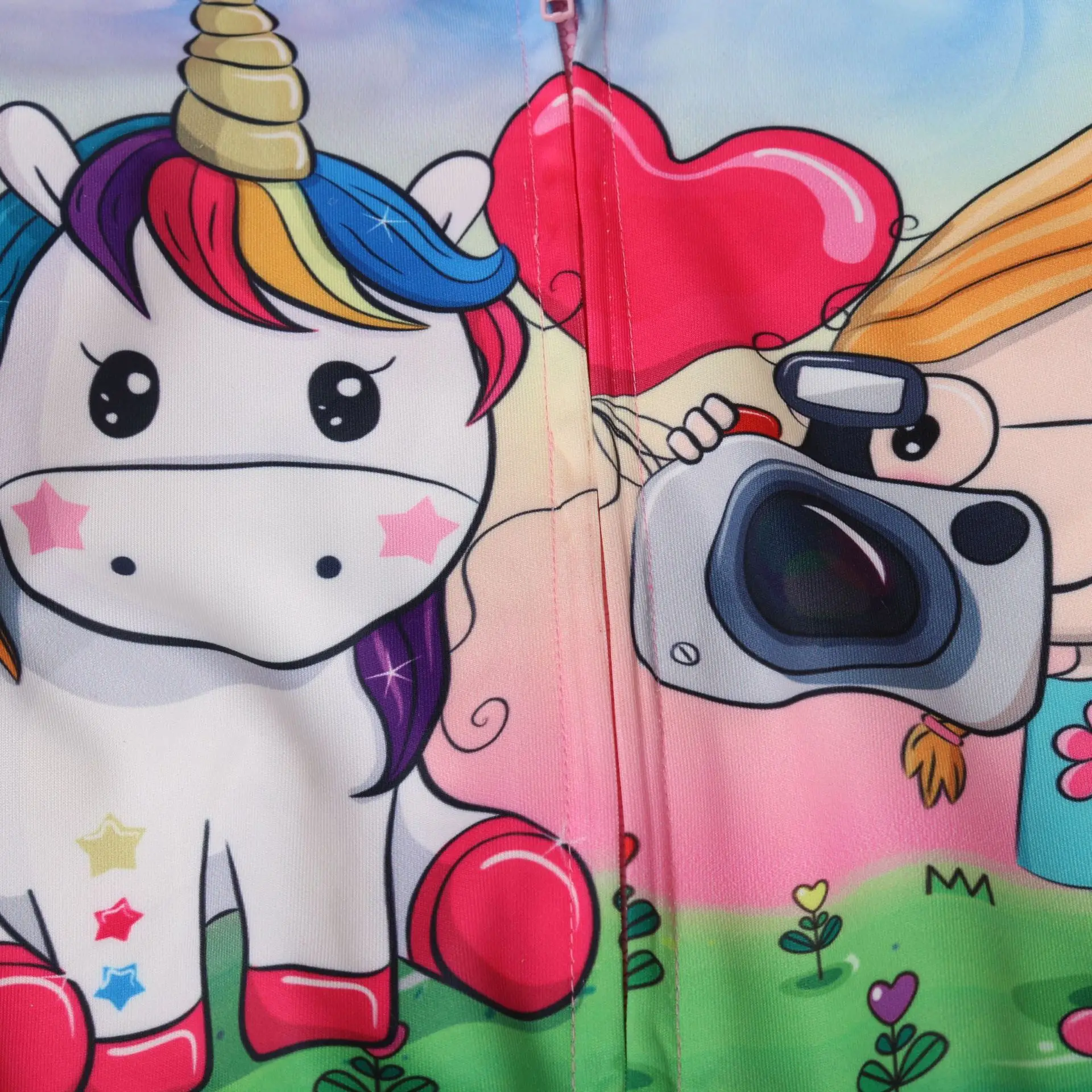 Детская куртка с длинными рукавами и капюшоном на молнии принтом для девочек