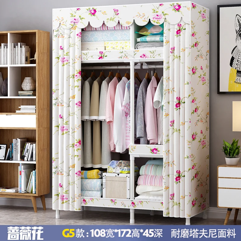 

Simple Cloth Wardrobe Single - Room Wardrobe Steel Pipe Reinforcement Cloth Clothes Cabinet Simple Modern Economy Type.