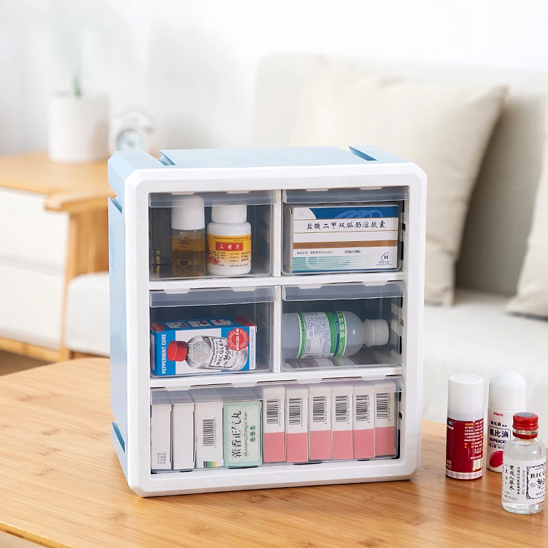 

In Stock Grids Medicine Kit Storage Box Organizer Wallmounted Pill Case Drugs Container Plastic Medicine Chest Home Accessories