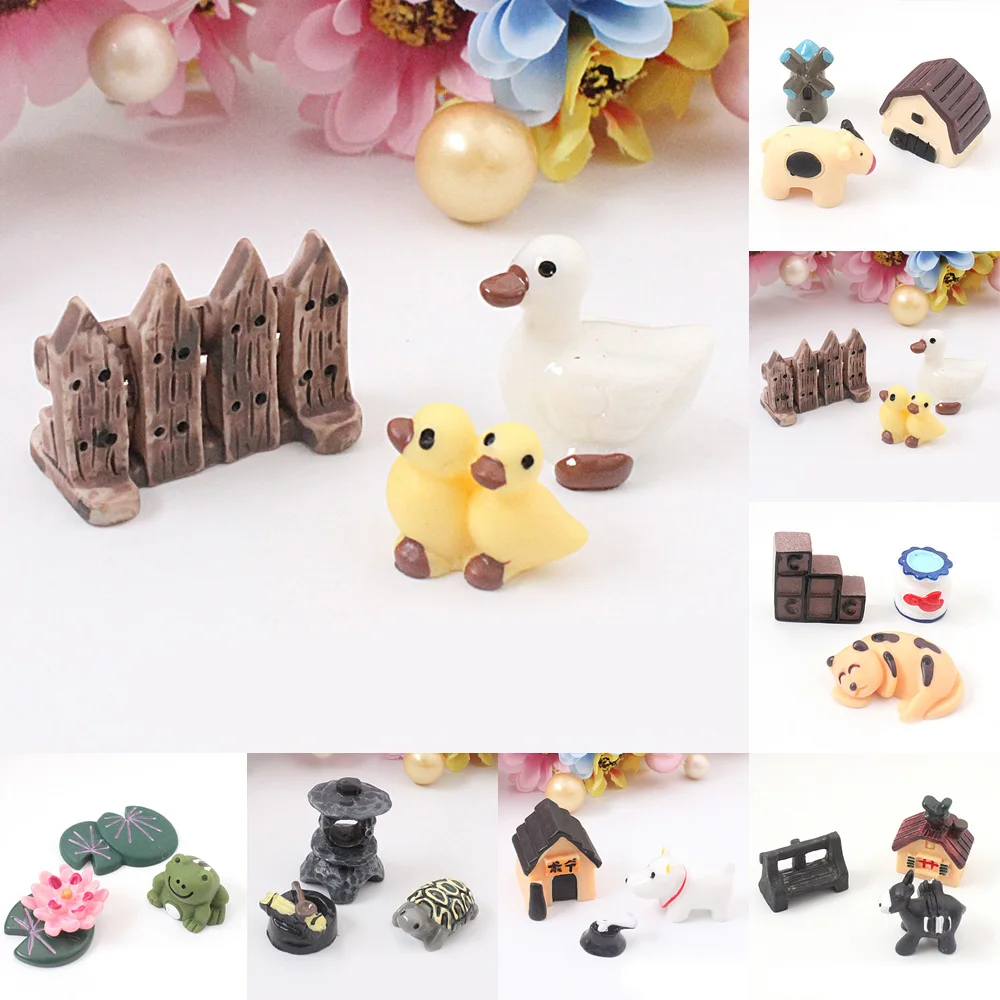 3 шт. мини домик для свинки собаки из смолы сказочные садовые украшения декор