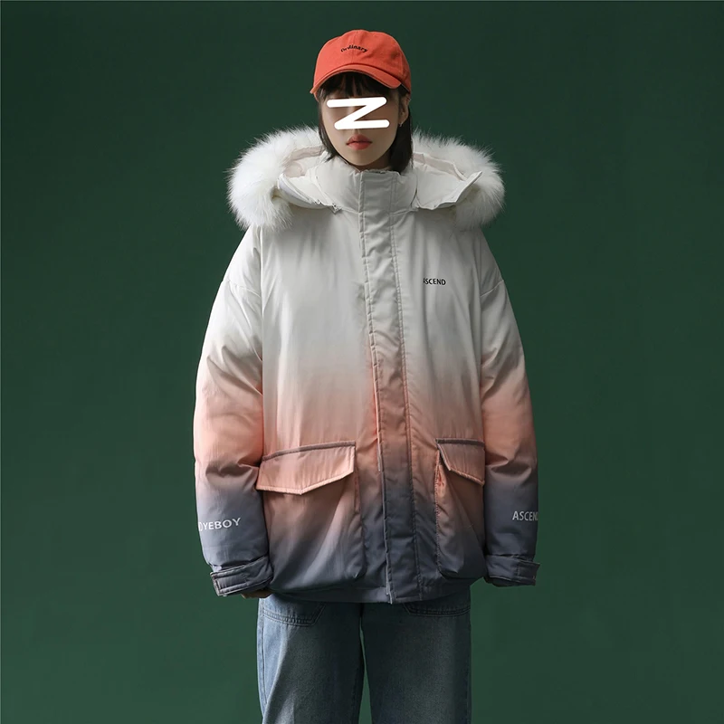 Парка пуховик с подкладкой и меховым воротником в стиле хип хоп|Мужские парки| |