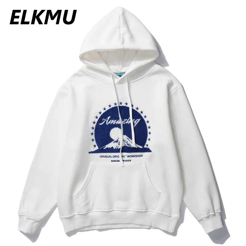 Толстовки ELKMU в стиле Харадзюку пуловер с принтом снега гор солнца уличная одежда