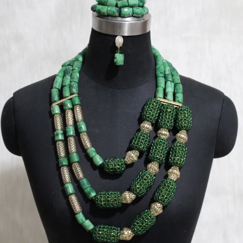 Dudo Африканский ювелирный набор новый дизайн 3 слоя большие коралловые бусины в