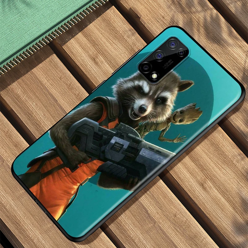

Marvel Rocket Bear Shockproof Cover For Realme Narzo 10 20 7i 7 6i 6S 6 5i 5S 5 3i 3 2 Global Pro Black Phone Case