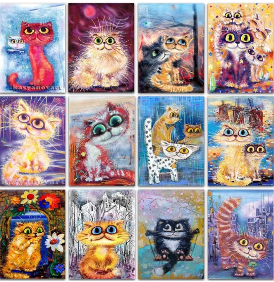 

Full Square Round Diamond Painting Kit Cat Pictures Of Rhinestones Embroidery Animal Cross Stitch Home Decor