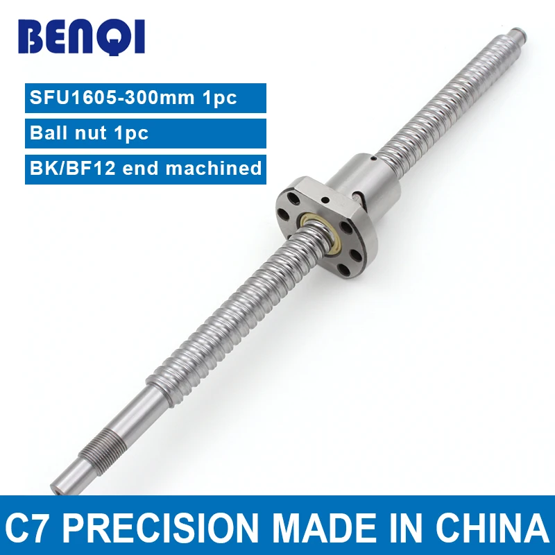 

Free Shipping cheap ball screw set end machined SFU1605 300mm long + 1pc 1605 Flange ballnut+bk12 bf12 for CNC parts