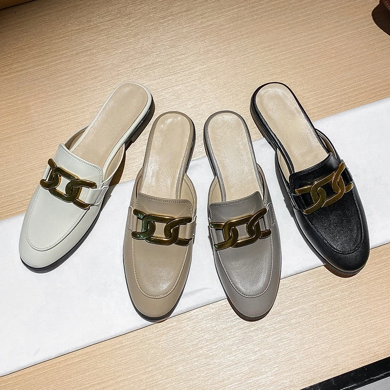 

Шлепанцы женские с закрытым носком, уличная одежда, сандалии без задника, плоская подошва, для весны и лета, AD118, 2021