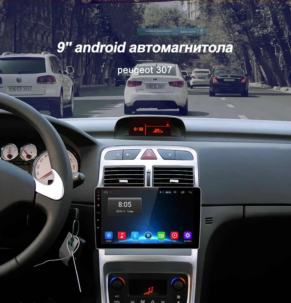 Junsun 4G+ 64G Android 9,0 для peugeot 307 2002-2013 авто 2 din автомагнитола стерео плеер Bluetooth gps навигация нет 2din dvd