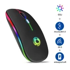 Беспроводная мышь, 2,4 ГГц, RGB, Bluetooth, игровая, бесшумная, перезаряжаемая, эргономичная, со светодиодный светильник кой, USB-мышь для ПК, ноутбука