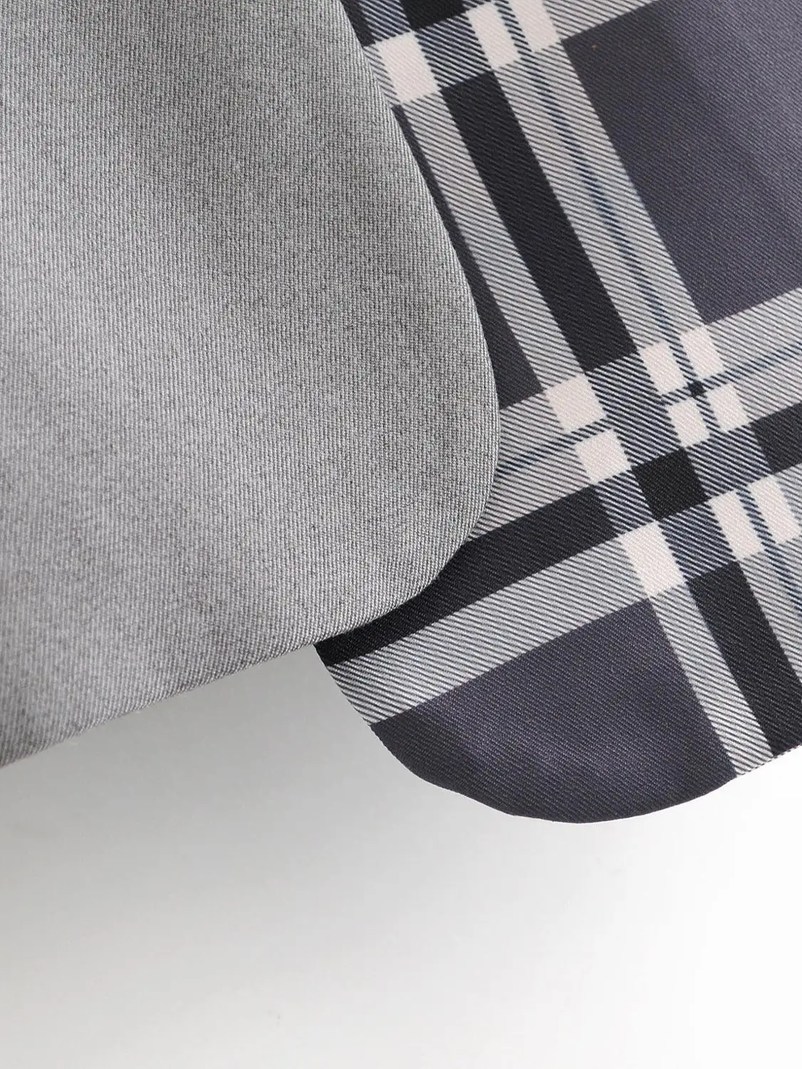

2020 Autumn Gray Stitching Check Gingham Plaid Blazer Asymmetry Boyfriend friend style Women Contrast color Suit Coat Fashion