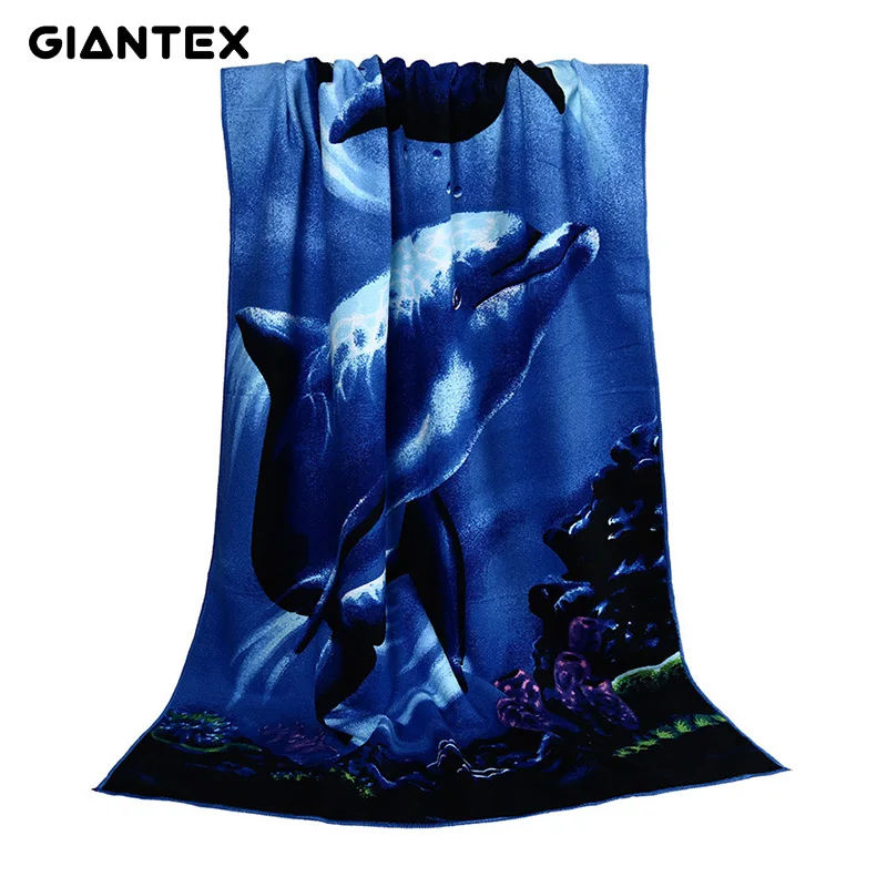 Супер Абсорбирующие пляжные полотенца GIANTEX Dolphin мягкие из микрофибры сушильная