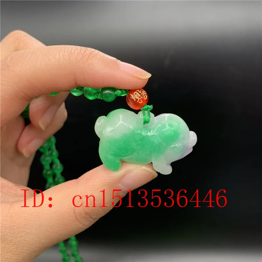 

Chinese Green Jadeite Zodiac Pig Pendant Necklace Charm Jewellery Fashion Amulet Men Luck Gifts Woman Sweater Chain