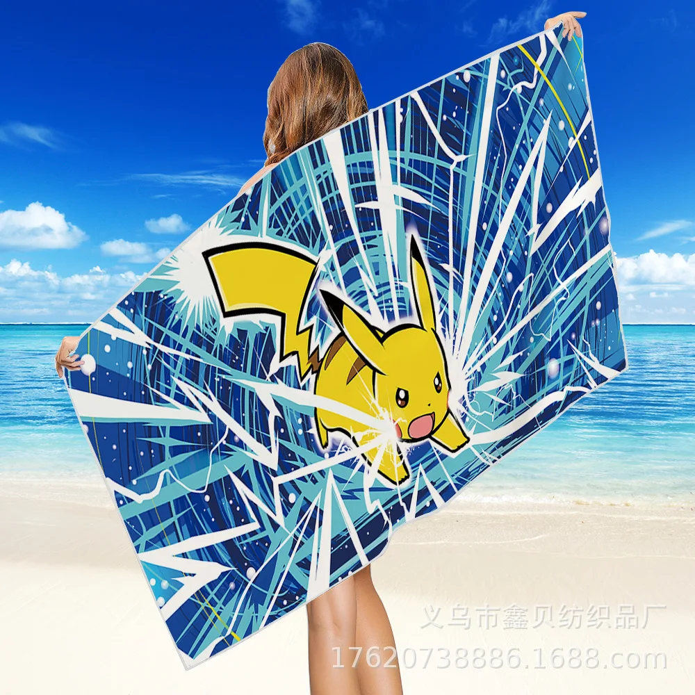 Квадратное пляжное банное полотенце TAKARA TOMY Pikachu двустороннее бархатное