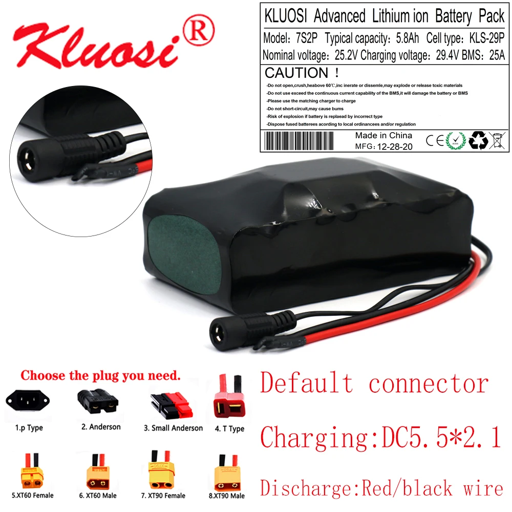 

Литиевый аккумулятор клуosi 7S2P, 24 В, 25,2 а/ч, 29,4 в, 6 А/ч