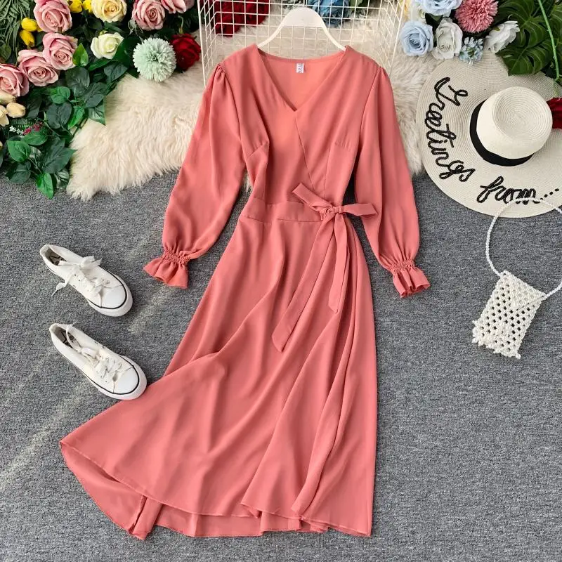 Платье макси с длинным рукавом Vestidos 2019 новое осенне-зимнее женское платье
