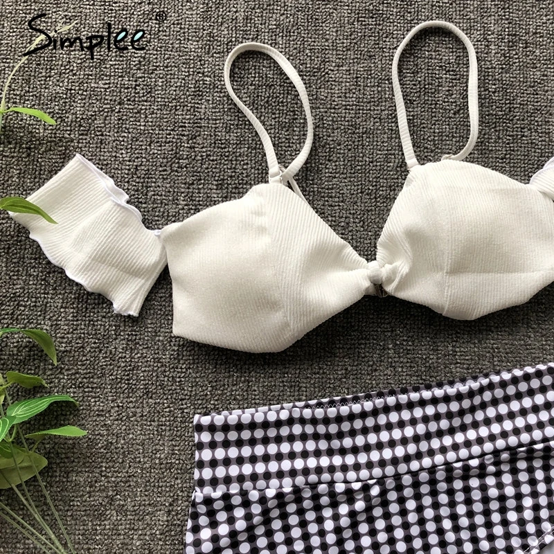 Купальник Simplee с мягкими чашечками и оборками сексуальный раздельный набор