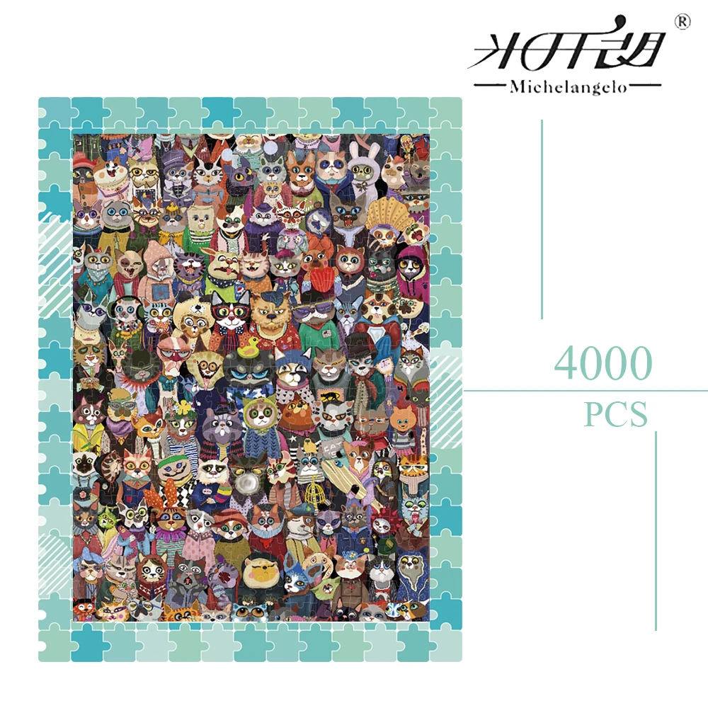 

Michelangelo New Super Large 4000 Piece Adult Puzzle Original Animal Cat Wooden Puzzle Halloween Gift Educational Toy