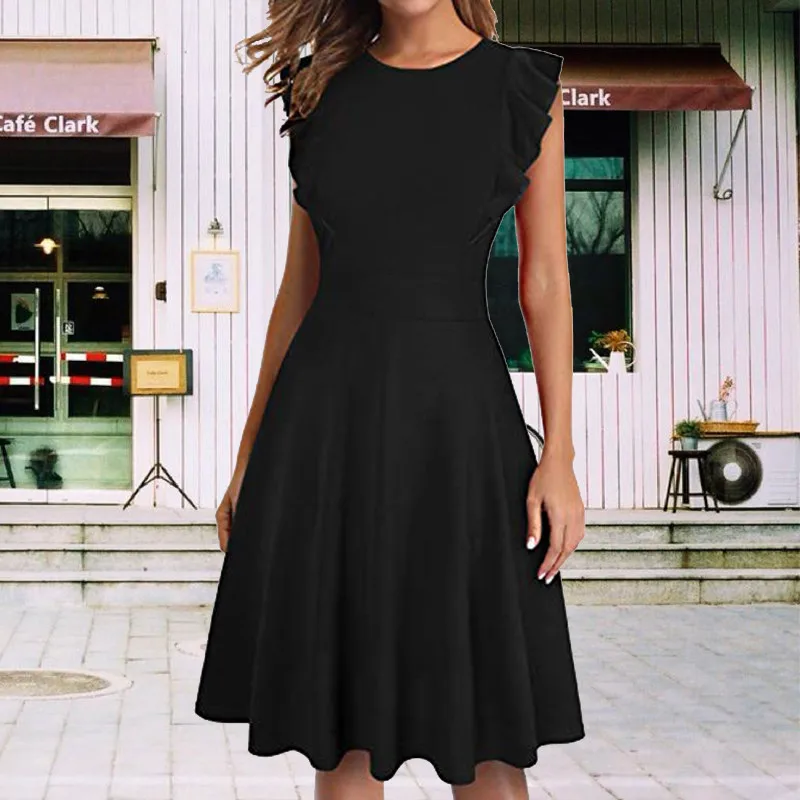 Женское винтажное коктейльное платье трапециевидной формы с оборками и