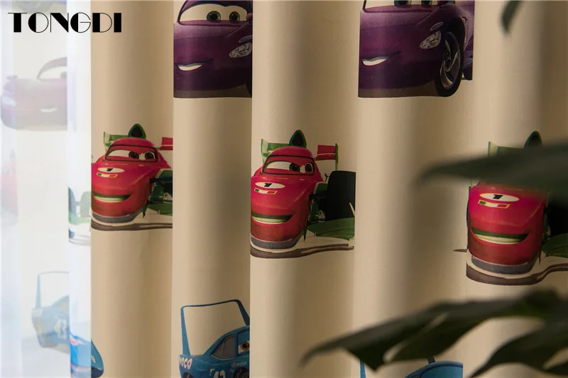 TONGDI Детские затемняющие занавески каваи милый мультяшный автомобиль украшение