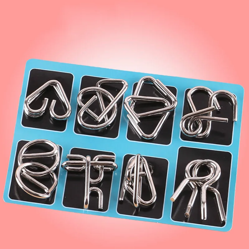 8 шт./компл. 3D пазлы из металлической проволоки IQ головоломка тест прлексинг