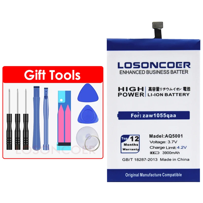 LOSONCOER 3900mAh AQ5001 Battery For Micromax aq5001 zaw1055qaa Mobile Phone +Free tools | Мобильные телефоны и