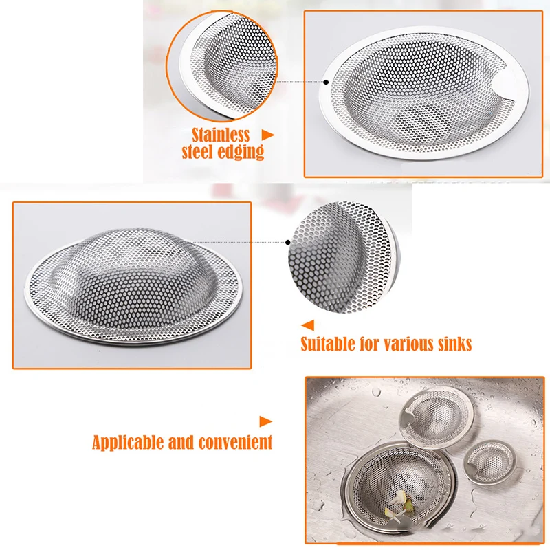 

3 Size New Kitchen Stainless Steel Sink Strainer Drain Hole Filter Mesh Trap Bathtub Shower Waste Stopper Drainage for Kitchen