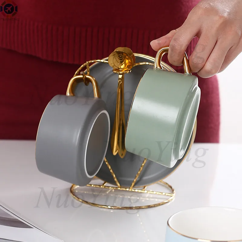 Керамическая кофейная чашка и блюдце Macaron в скандинавском стиле простой домашний