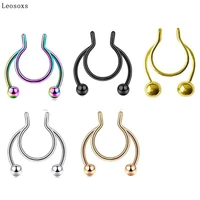 leosoxs 2pcs nose rings faux nose septum ring non piercing fake septum nose hoop rings jewelry piering