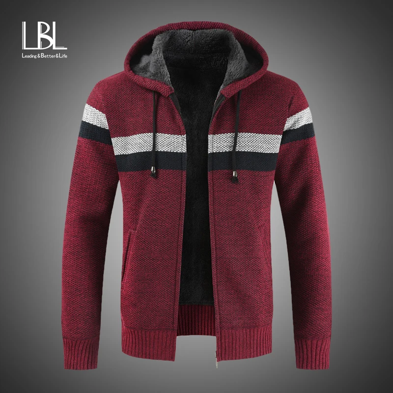 Теплый свитер куртка для мужчин зима 2019 толстый теплый кардиган с капюшоном
