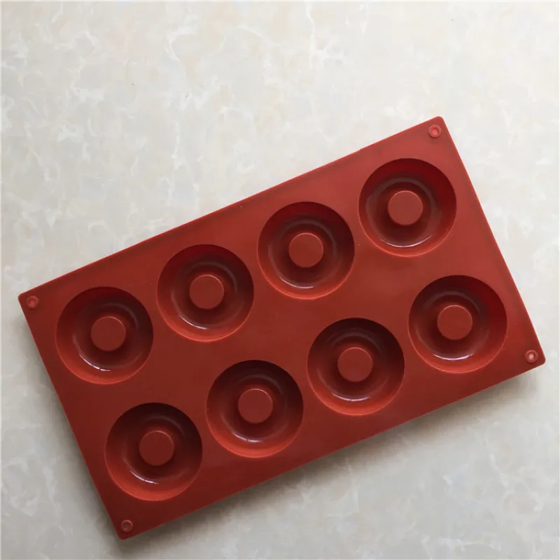 8 без рукавов в клеточку форме пончика пудинга круг пресс-формы силиконовая форма