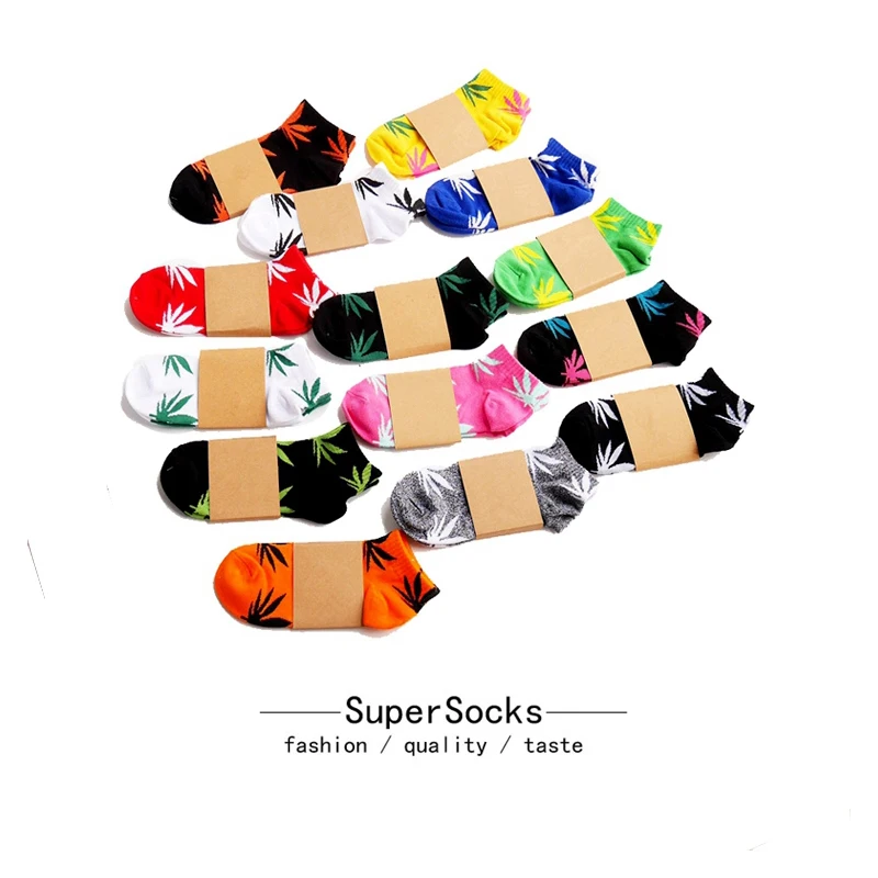 Женские и мужские носки из хлопка модные в стиле хип хоп с листочками