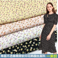 korea silk floral printing opaque chiffon fabric flower skirt shirt headscarf hair ring shorts clothing thin fabric