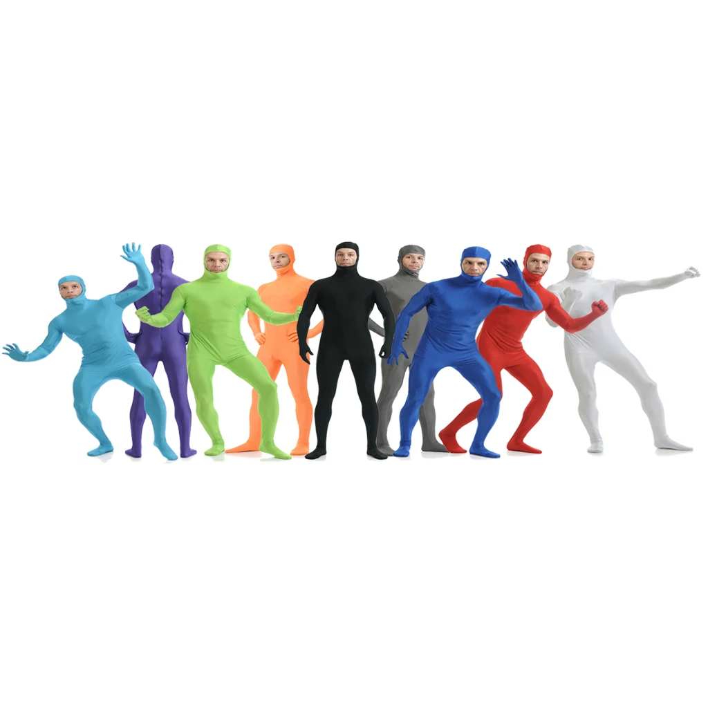 Облегающий костюм Zentai с открытым лицом из спандекса светло-голубой |