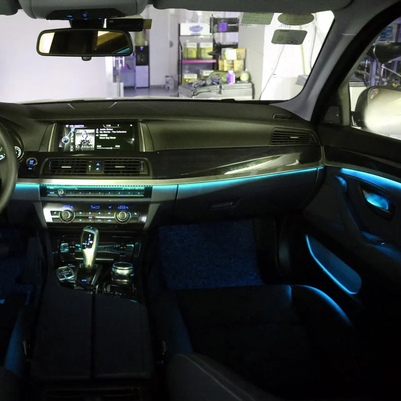 

Good RGB Car Atmosphere Lamps Optic Fiber Band Car Interior Ambient Light Decorative Dashboard Door Remote Control Music Control