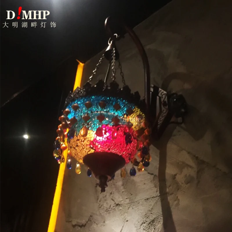 

nordice stone glass wall sconces crystal luminaria wood iron dining room corridor wall lamp bedside bedroom lamp wall lamp