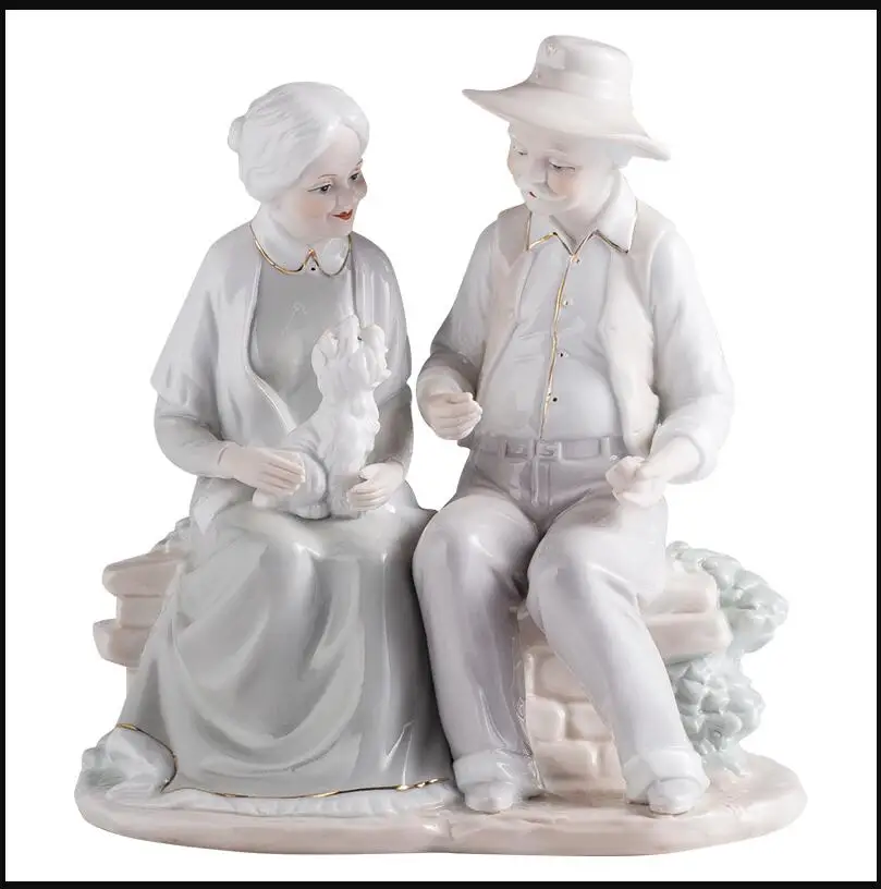 

European Modern Ceramic Statues Old Man Crafts Home Livingroom Table Figurines Decoartion Office Desktop Ornaments Decor Art