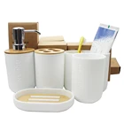 5 шт. бамбуковый набор для ванной комнаты держатель Зубная щетка рот чашка мыла дозатор мыльница Аксессуары для ванной комнаты