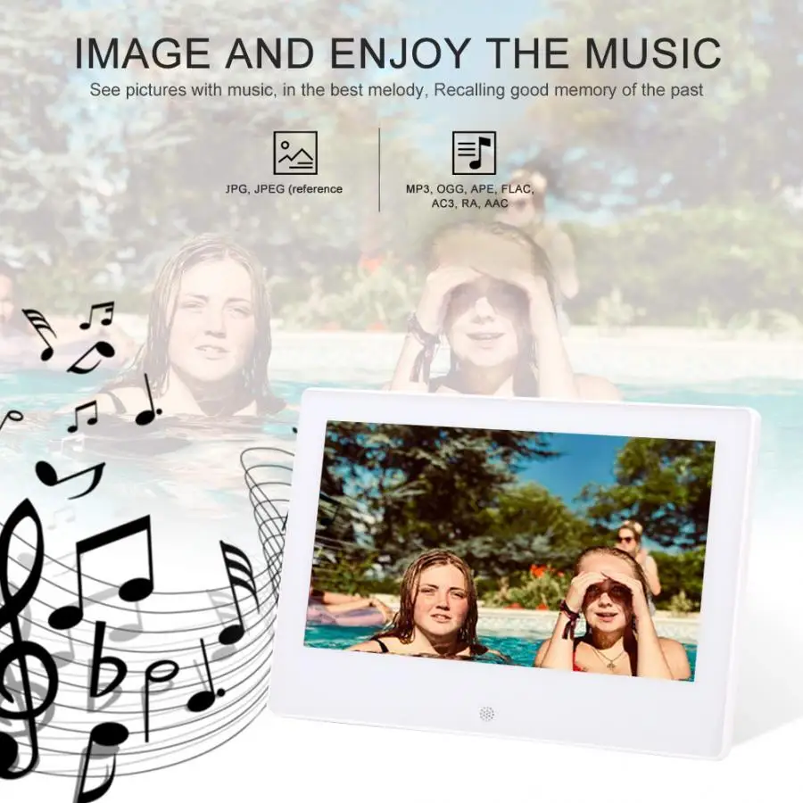 Цифровая фоторамка белая 7 &quotIPS экран 1024x600 HD электронный альбом с датчиком тела