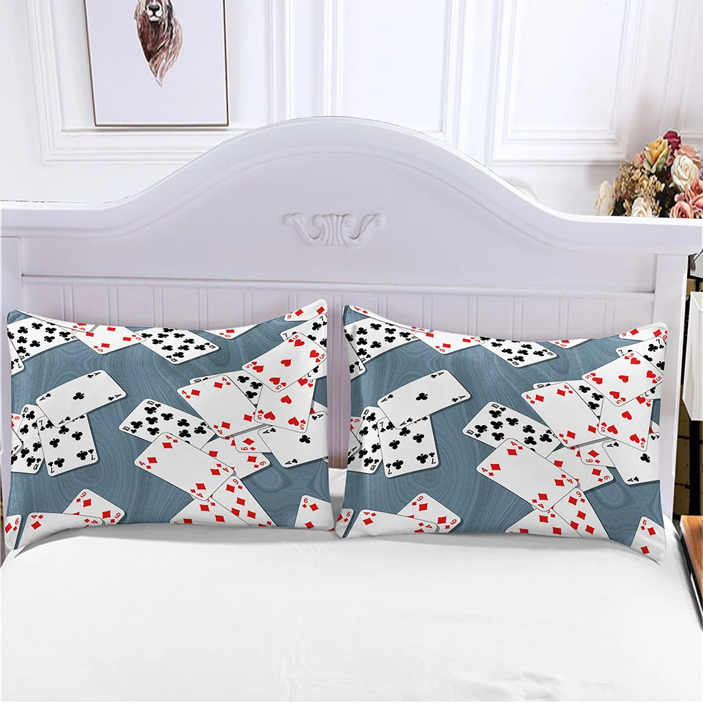 

Bedroom Comforter Set Duvet Cover Bedding Home Textile Luxury Pillowcases Playing Cards King Queen Double Single Full Size Soft