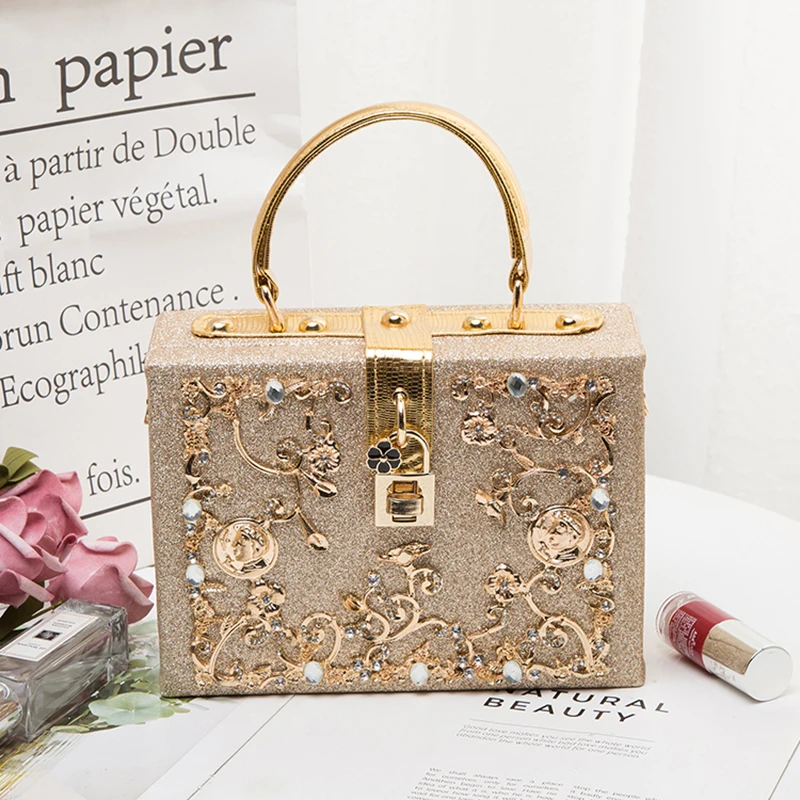 2019 Новая Винтажная коробка с замком сумочка вырезами цветочный дизайн